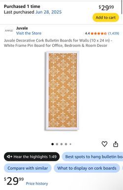Juvale Decorative Cork Bulletin Board 10x24