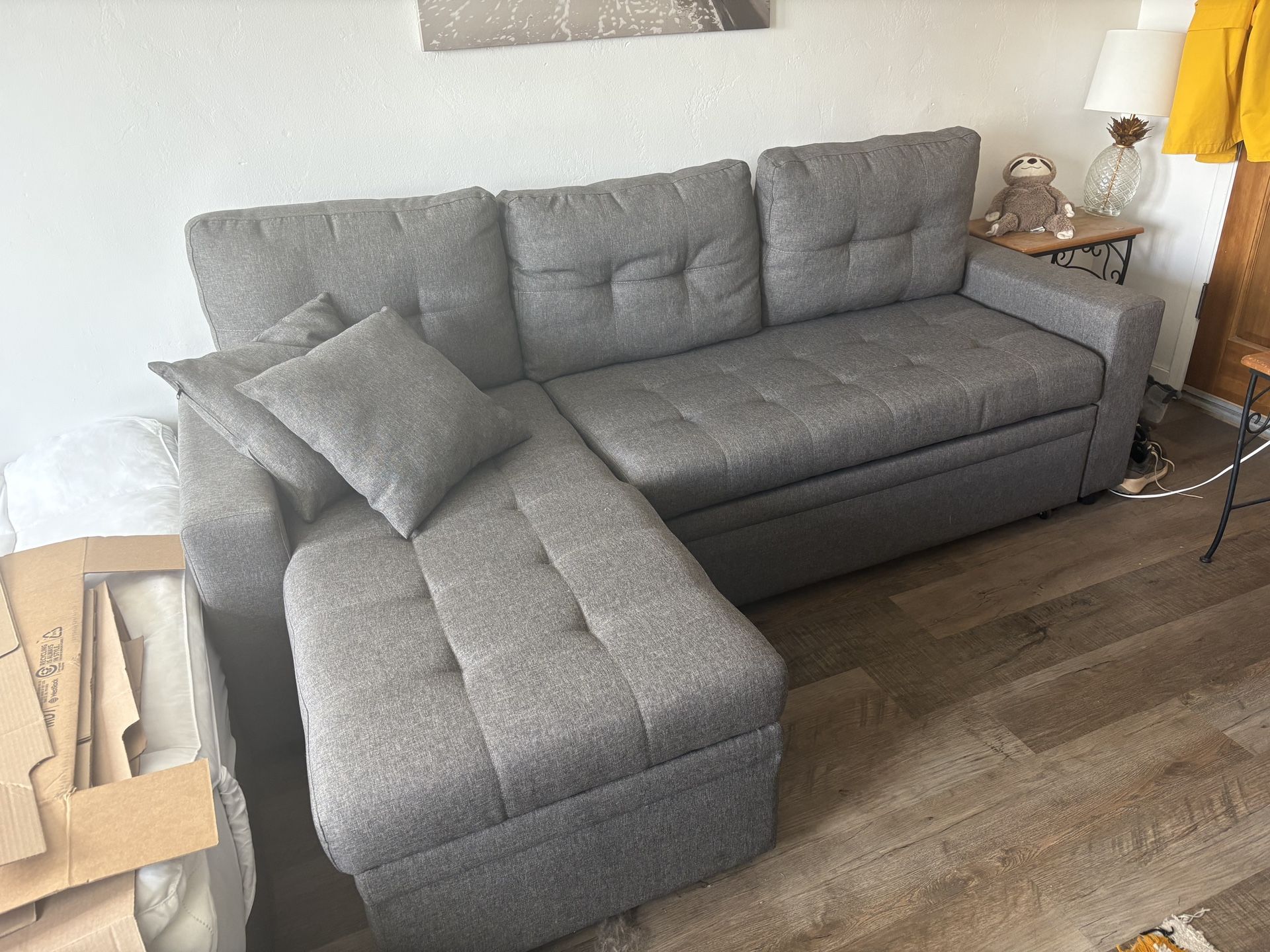 Modern 2-Piece Lounge Couch w/ Pull-Out Bed & Storage LIKE NEW β $900 OBO