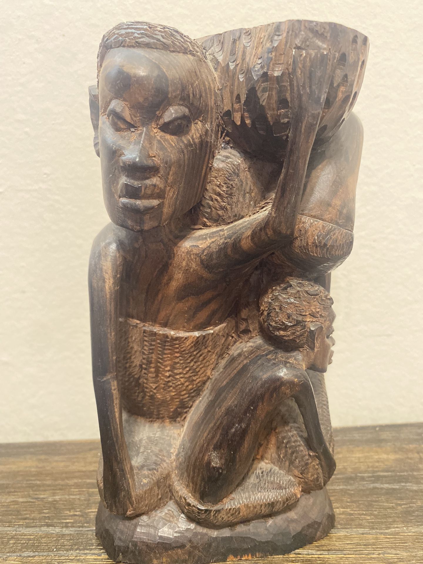 Vintage Hand Carved Wooden African Family Tree of Life Wood Art Sculpture 8”