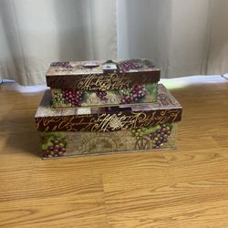 2 Nesting Wine Theme Boxes 