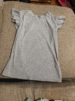 Girls Gray Ribbed Flutter Sleeve Top