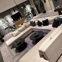 U sectional Linen couch $1000 or best offer