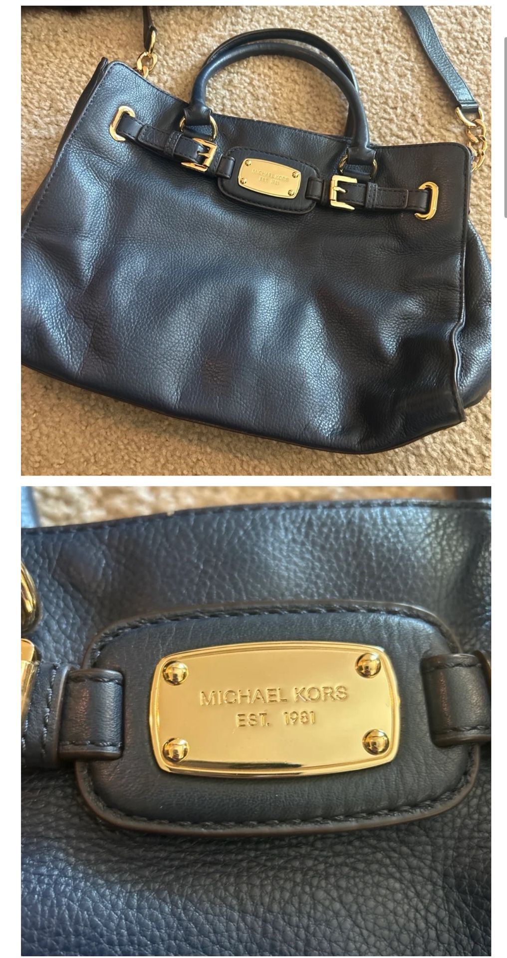 Michael Kors mk Hamilton Pebble Leather blue Satchel Tote Bag