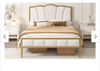 King Bed Frame with Tufted Headboard