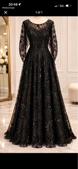 Black Lace Sequin Ball Gown Evening Dress size 18-20