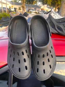 Skechers Men's Black Slip-On Sandals US 12 Lightweight Rubber Casual Summer Logo