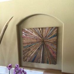 Reclaimed wood decor - wall - decoration - rustic - teak wood - patio - outdoor - modern