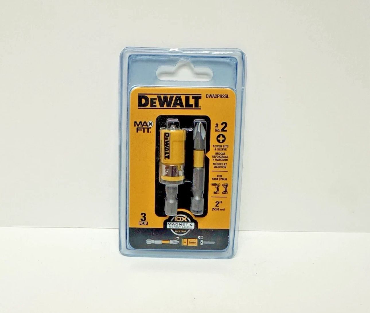 Dewalt No 2 Power Bits and Sleeve 3 piece set Model No DWA2PH2SL