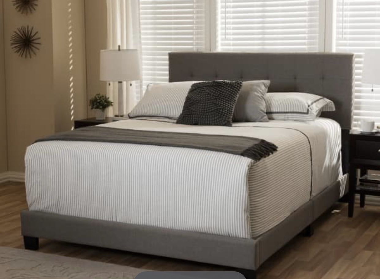 Gray Modern Upholstered Bed Frame