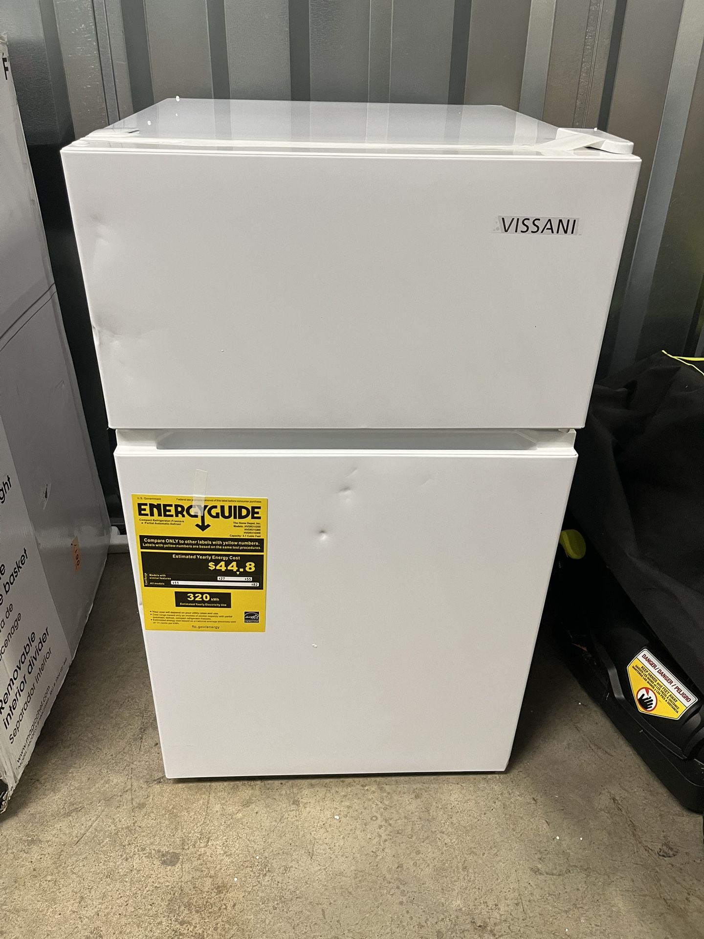 New 3.1 cu. ft. 2-Door Mini Refrigerator in White With Freezer