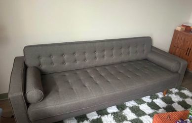 Gray Tufted Mid-Century Modern Sofa