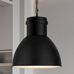 BoostArea Black Pendant Lights Kitchen Island, 10.6" Large Metal Shade And 70.9'' Adjustable Height, Modern Pendant Lighting Fixtures,Farmhouse Hangin