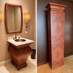 Kerns-Wilcheck - bombe-style sink vanity + mirror + cabinet