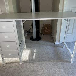 White Computer Office Desk with Drawers