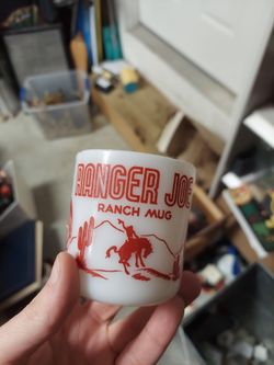 Vintage 1950s Milk Glass Ranger Joe Ranch Mug