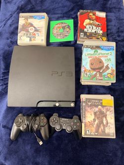 PS3 Slim Console Bundle with 19 Games and Controllers