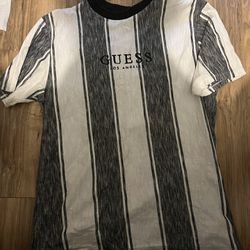 Guess Grey And White Striped Shirt 