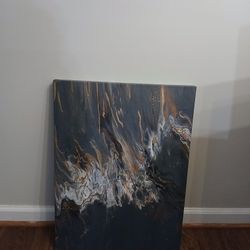 Black Gray And White Pour Painting