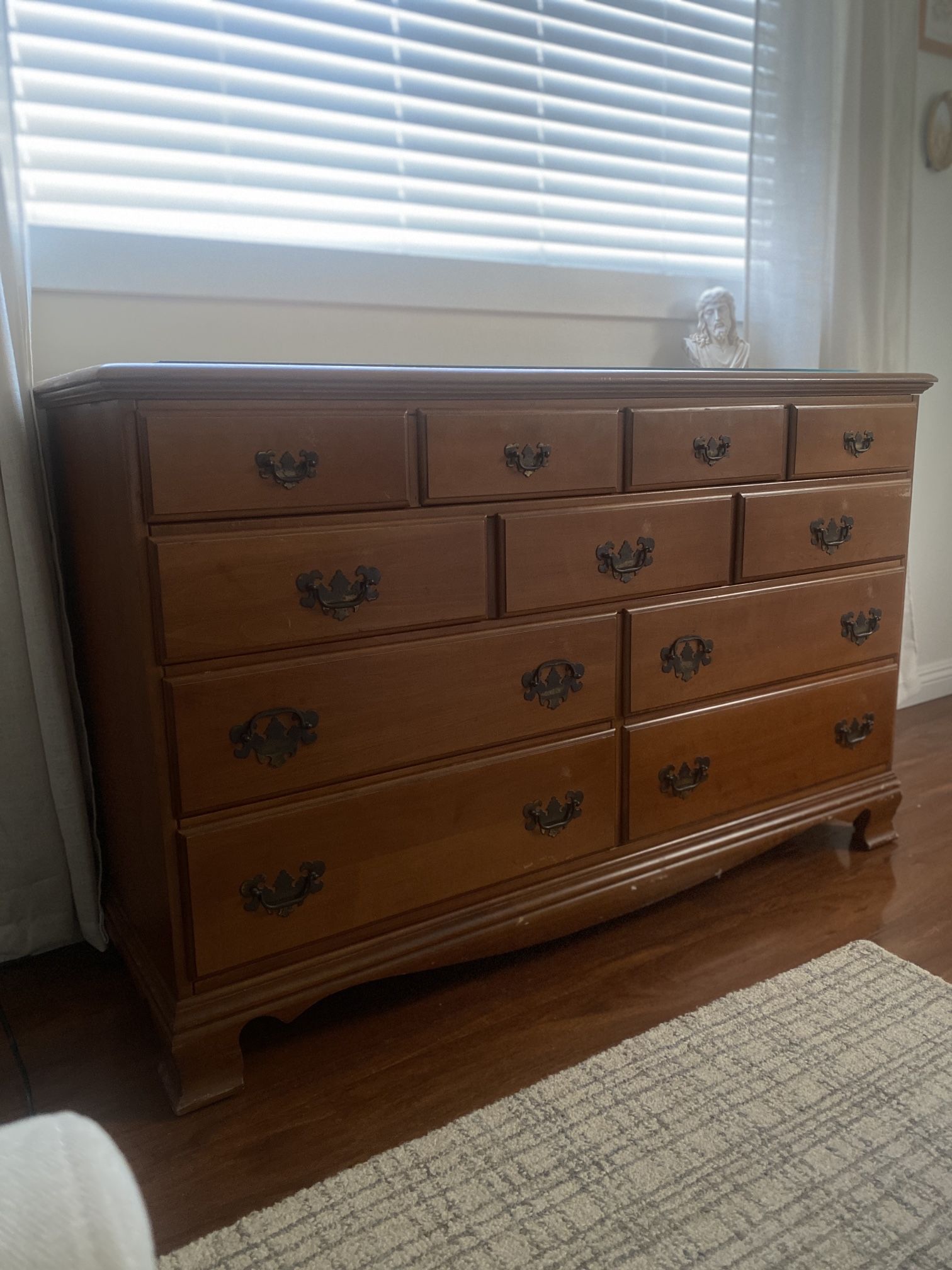 Vintage Dresser & Mirror Set With Night Stand