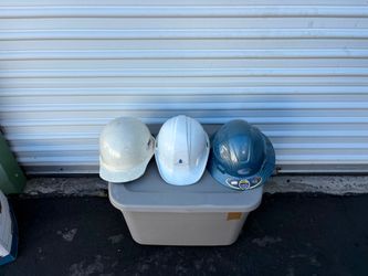 Set of 3 hard hats.  Hydro Dipped Blue, Red or set of Hard hats. BlackFull Brim Hard Hat with  Fas-trac Suspension White hard hat. Vintage AMOCO (STAN