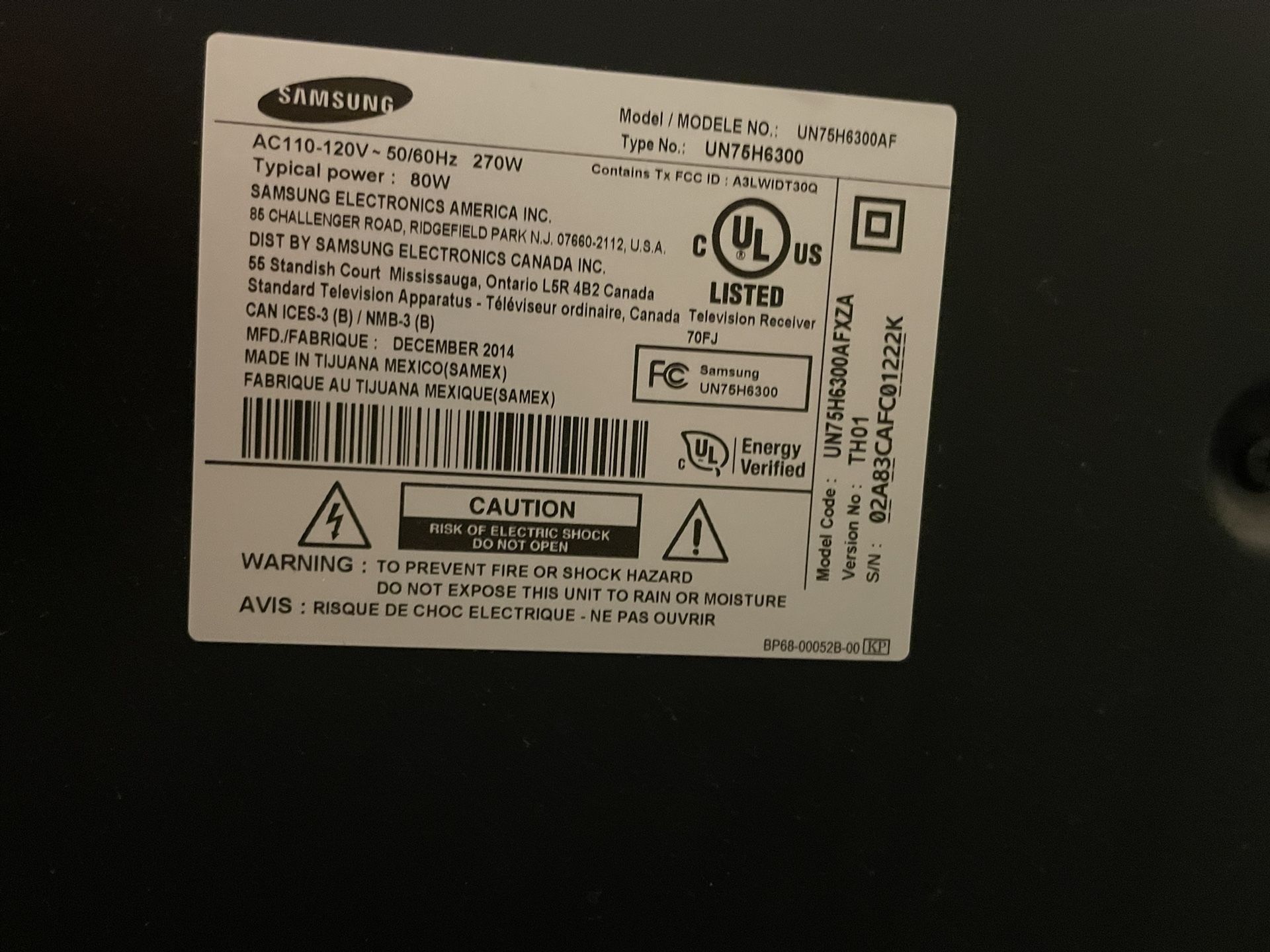 Samsung 75-inch Smart LED TV (UN75H6300AF)