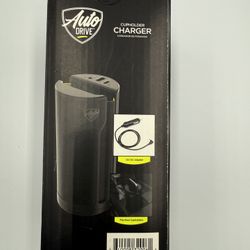 Auto Drive Cupholder qi Wireless Charger. USB C charging and wireless. For Apple iPhone or Android phones