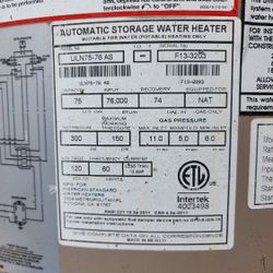 75 Gallon Water Heater