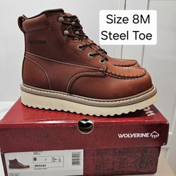 Wolverine Steel Toe Work Boots Size 8