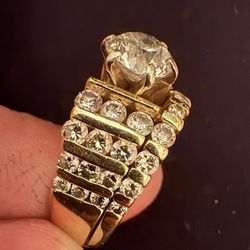 14K Gold - Diamond Engagement And Band