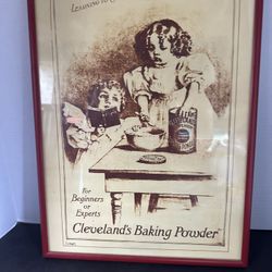 Cleveland’s Baking Powder 1898 Advertising Print Learning to Cook Framed 16x12
