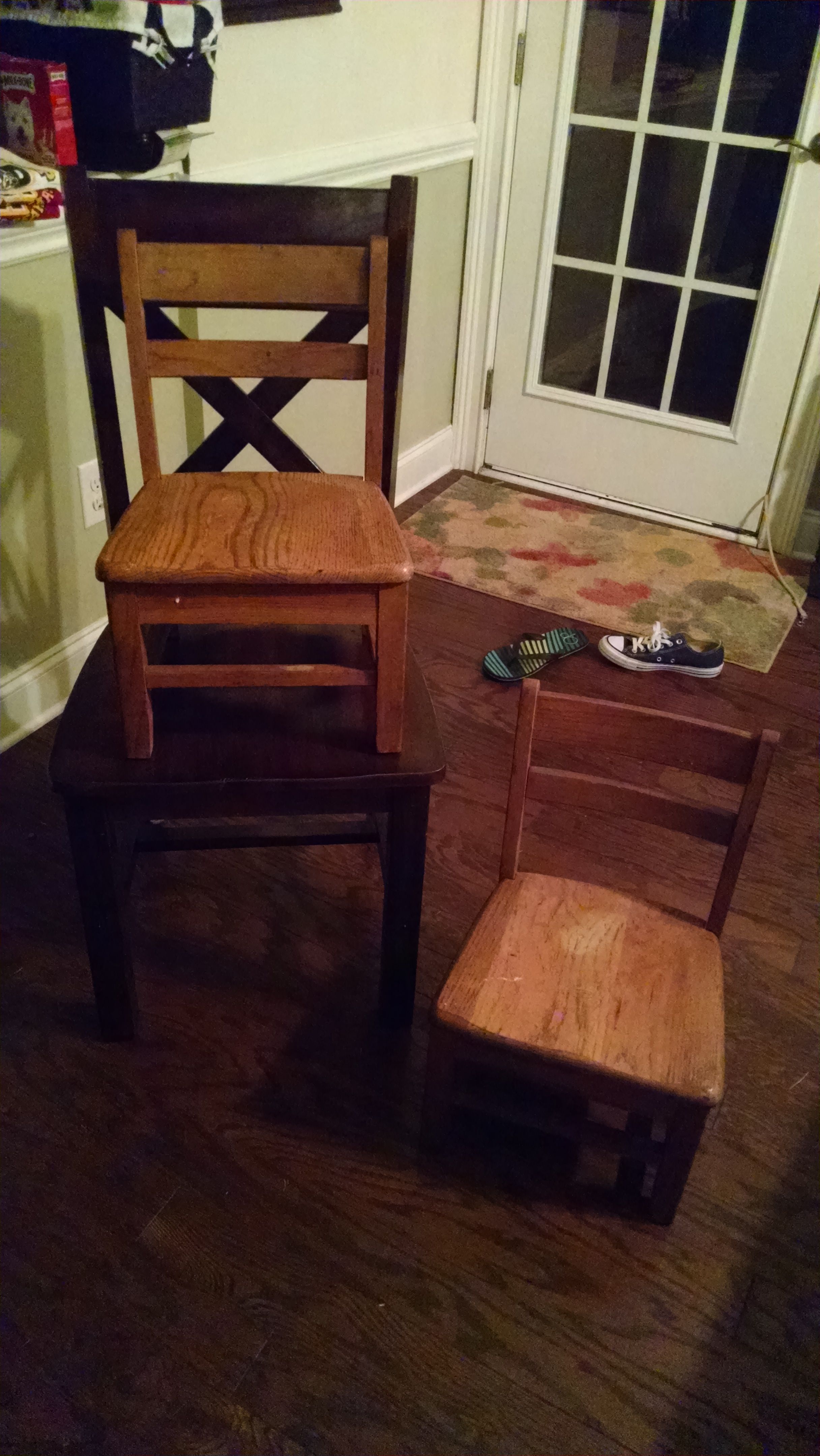 2 antique doll or child wood chairs