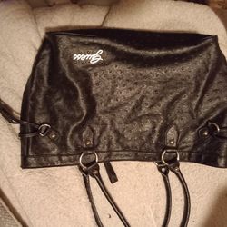 Cool Big Black Leather Guess Bag