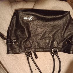 Cool Big Black Leather Guess Bag