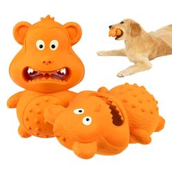 Dog Toys for Aggressive Chewers, Puppy Chew Toys for Teething Natural Rubber Sound Attracts Attention/Reduce Anxiety&Boring 1-Pcs Tough Pet Dental Che