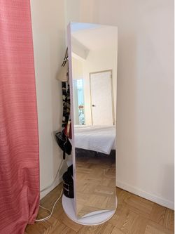 Mirrored Jewelry Cabinet with Full-Length