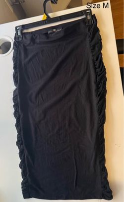 Black Ruched Midi Skirt Size M