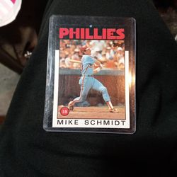 1986 Topps Mike Schmidt (Error Card - Misprint) Blue Dot Above Phillies