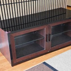TV Cabinet Stand - Espresso - With Glass Top