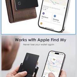 Wallet Tracker Card Air-Tag (iOS Only) - Work with Apple Find My, Bluetooth Tracker Smart Card Wallet Finder, 0.08in Slim, IP68 Waterproof, Item Locat