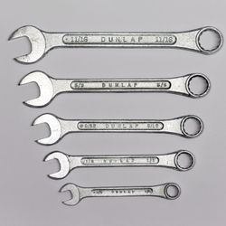 Vintage 1950s Dunlap 5-Pc SAE Combination Wrench Set USA