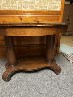 Oval  Wooden Trundle Table  With Glass Cover!!!!