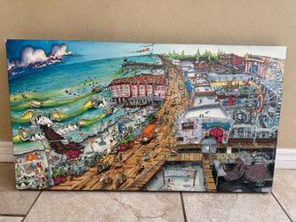 Ocean City NJ Boardwalk and Amusement Park Canvas Art - Signed