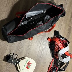 Portable Pickleball Net System with Regualtion Size 22FT Pickle Ball Net, Outdoor Pickleballs, Carry Bag, Weather Resistant Metal Frame
