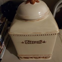 LIKE NEW Italian BISCOTTI Large COOKIE JAR MAKE OFFER