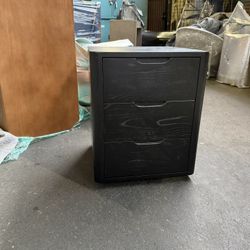 Modern Black Wood 3-Drawer Nightstand/Filing Cabinet