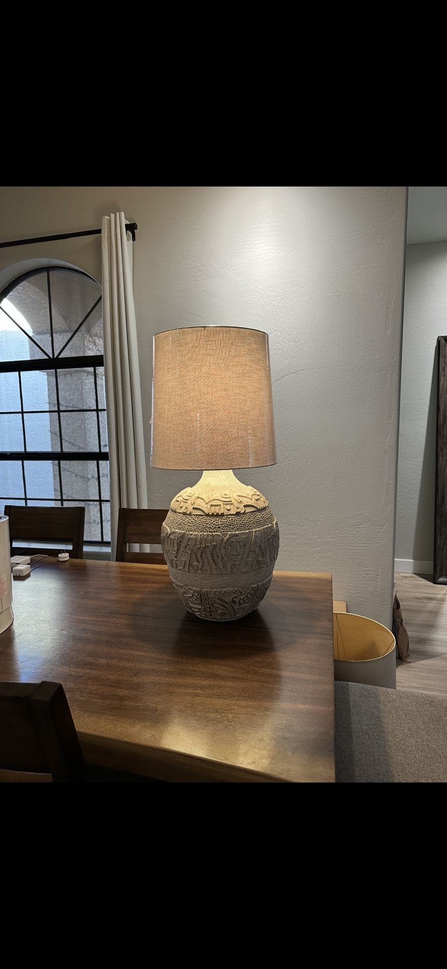 Pair Of 2 Large Vintage Ceramic Lamps – Sculpted Tribal Texture – Set of 2 – $120 OBO