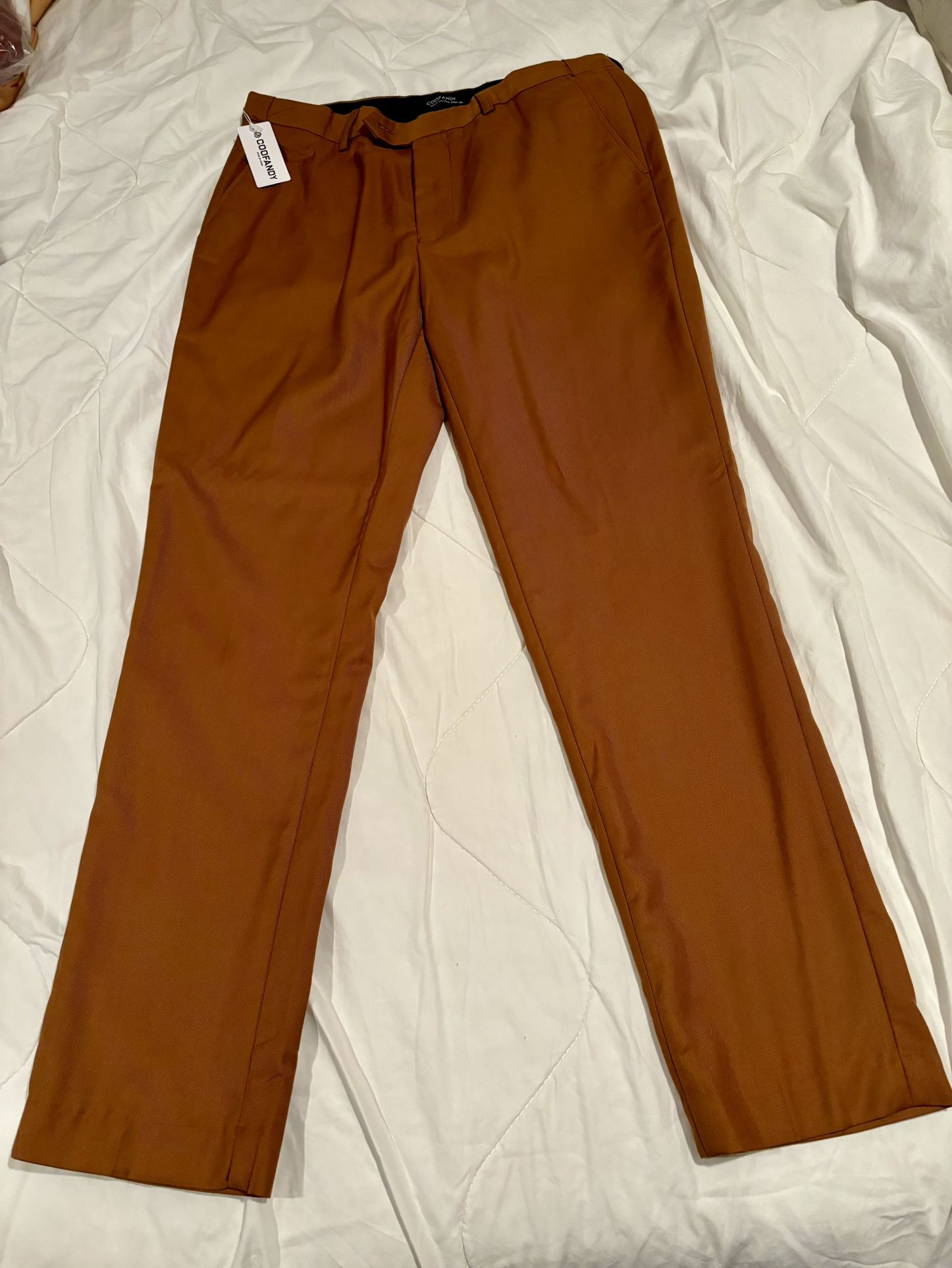 Brown Men's Classic Fit Dress Pants Flat Front Straight NWT 30W 28L