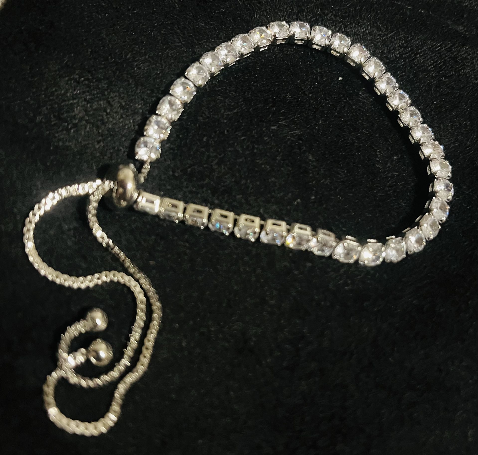 Silver Tennis Bracelet For Her Swarovski (adjustable)