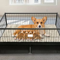 NEW Dog Whelping Box w/ Tray & Grid Floor – Easy Clean, On Wheels