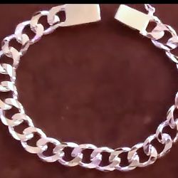 925 Sterling Silver Plated Stamped Bracelet Unisex Jewelry Heavy Thick Cuban Link Chain* 30 Grams 8"inch